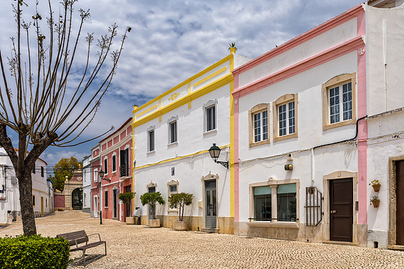 Traditional Houses in Estoi, Algarve, Portugal, May 2018.