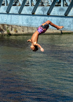 Jumping into the Douro River, Porto, Portugal, September 2018